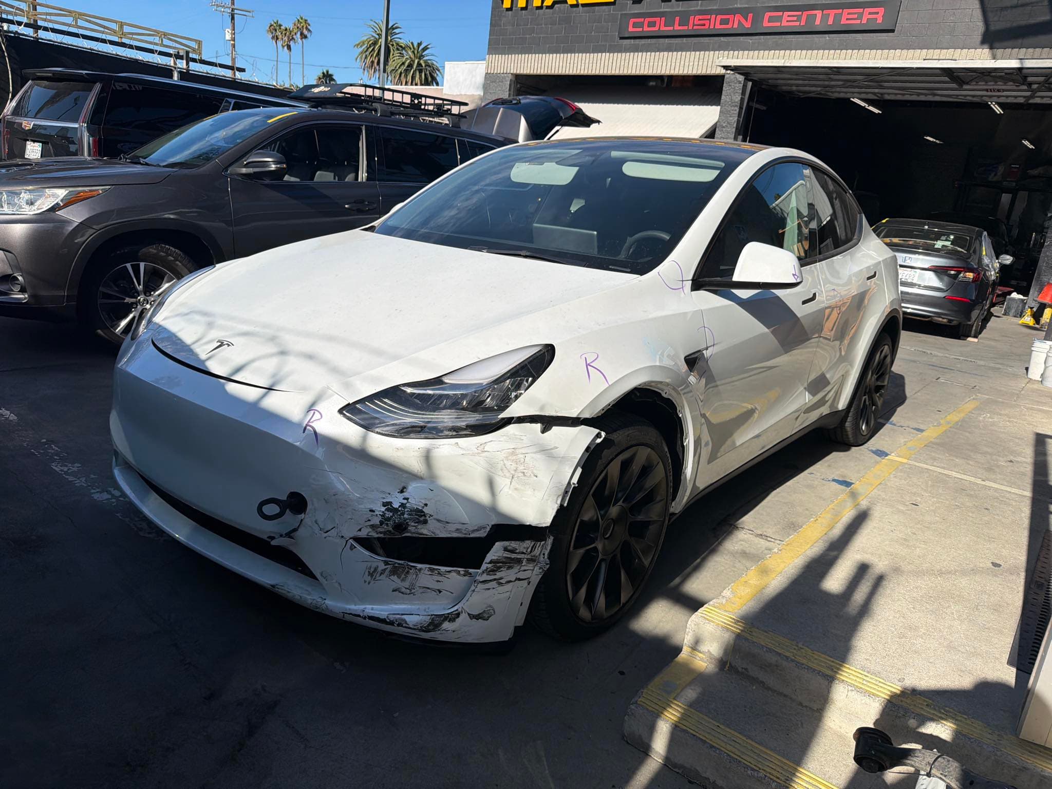 2023 Tesla Model Y before front collision repair in Los Angeles