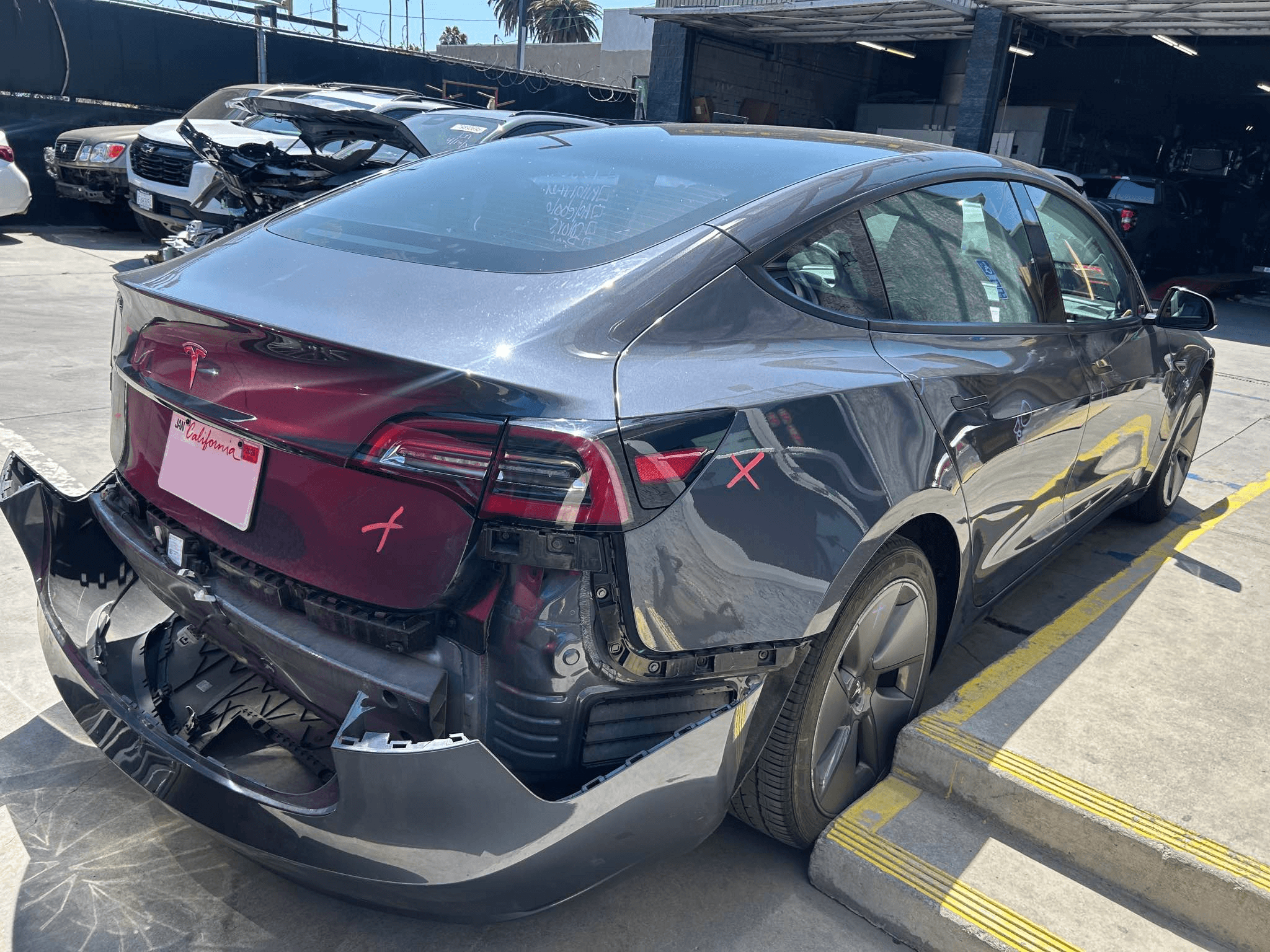 2023 Tesla Model 3 before rear-end collision repair