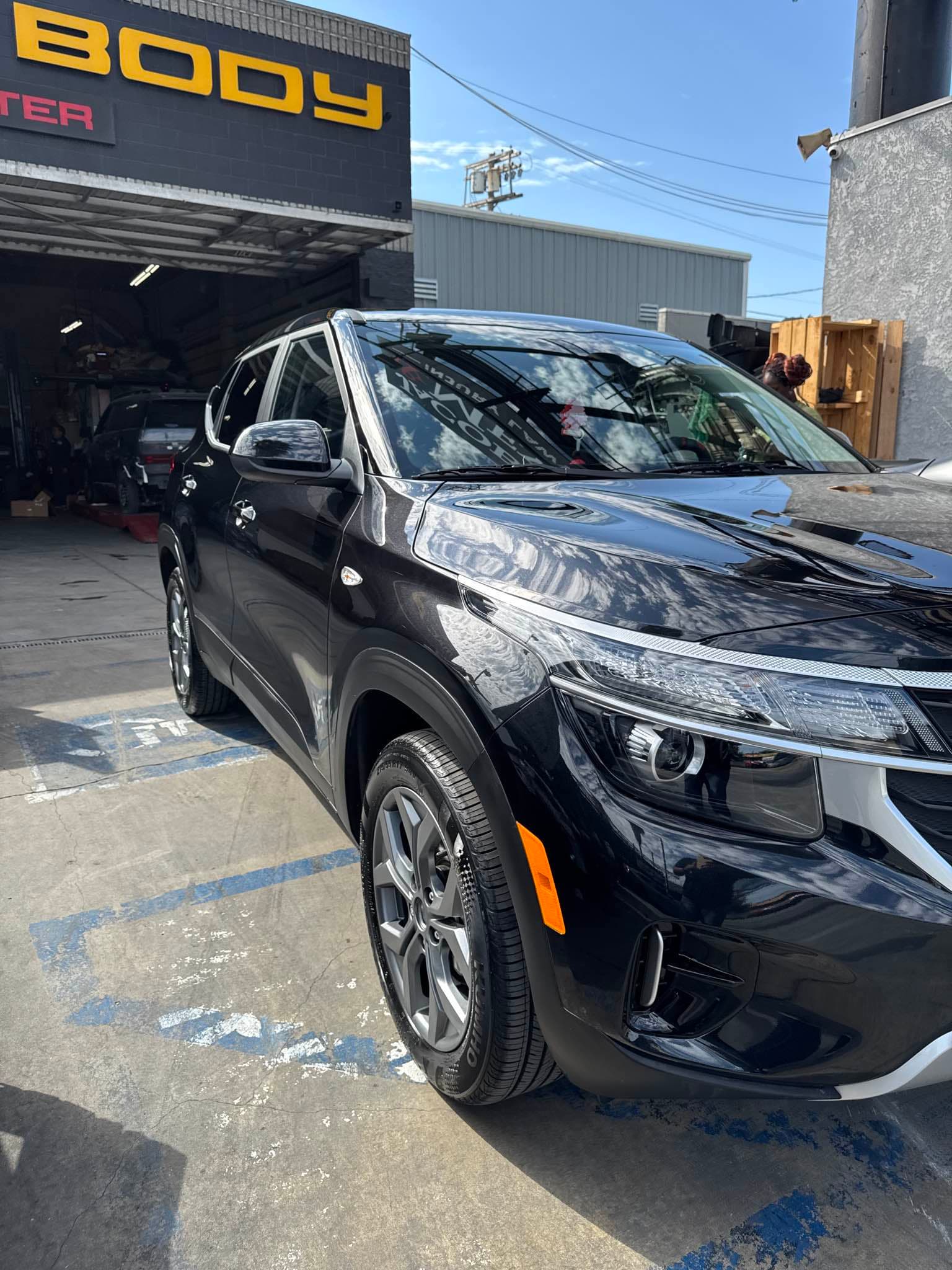 2026 Kia Seltos after front-right collision repair in Los Angeles